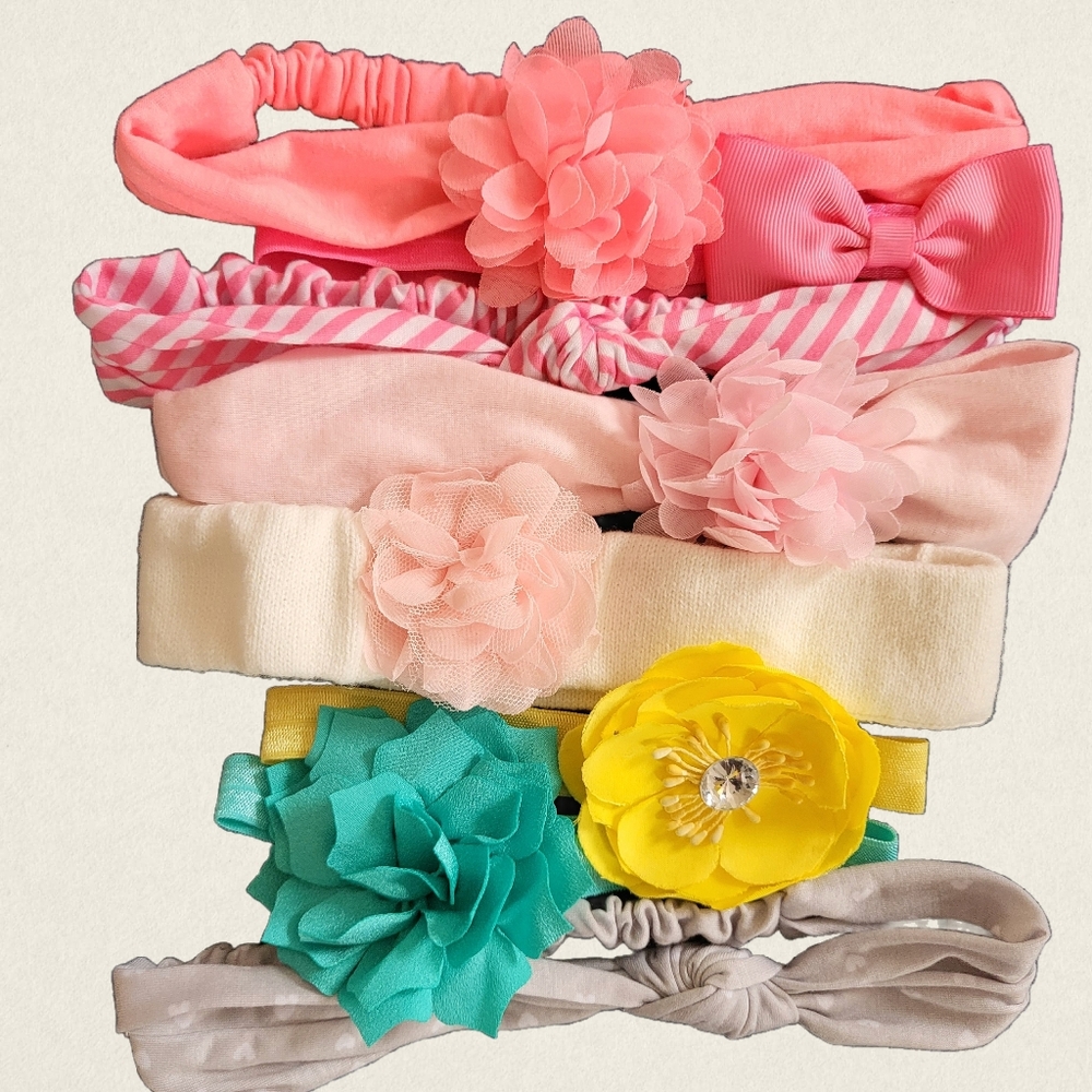 8 Baby Headbands Bows